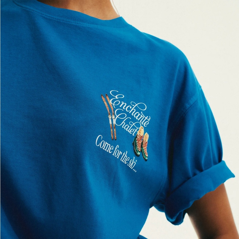 NWT Enchanté Stay For S'more Chalet Collection Blue T-shirt